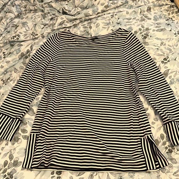 Talbots black and white striped tunic size L very thick material - Picture 1 of 6